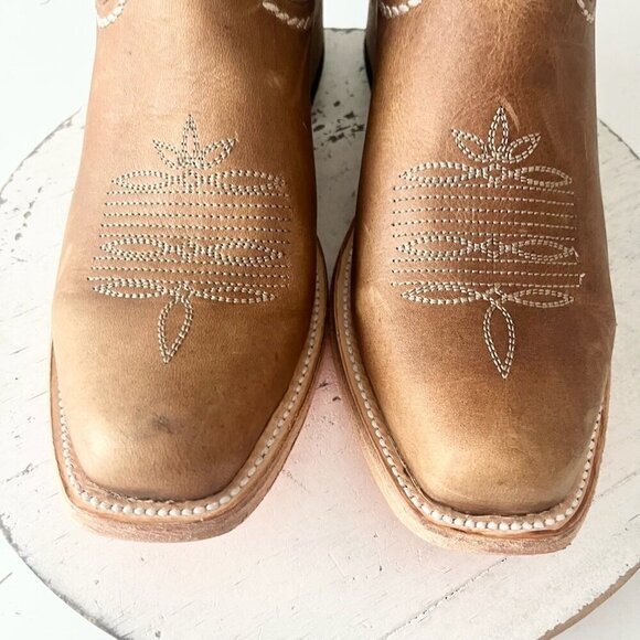 Lane RODEO HOUSTON Mens Cowboy Boots 10 Brown Leather Western Mid Calf Blunt Toe - Picture 7 of 13